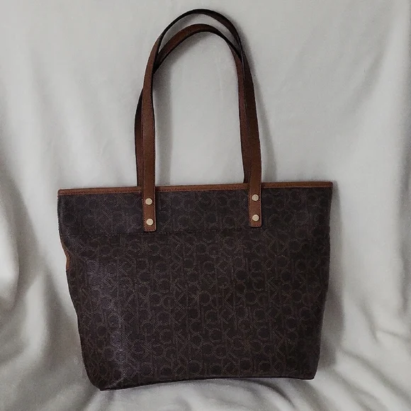 Calvin Klein Dark Brown Monogram Tote - Picture 2 of 11